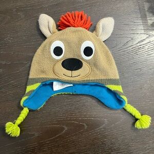 Gymboree Tan Animal Hat with Blue and Green Accents